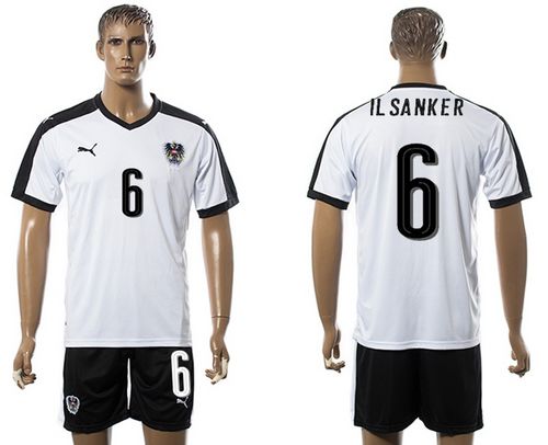 Austria #6 Il Sanker White Away Soccer Country Jersey - Click Image to Close